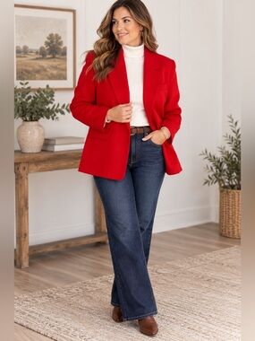 Vintage Pendleton Red Wool Blazer Size 20W Made in USA Pure Virgin Wool